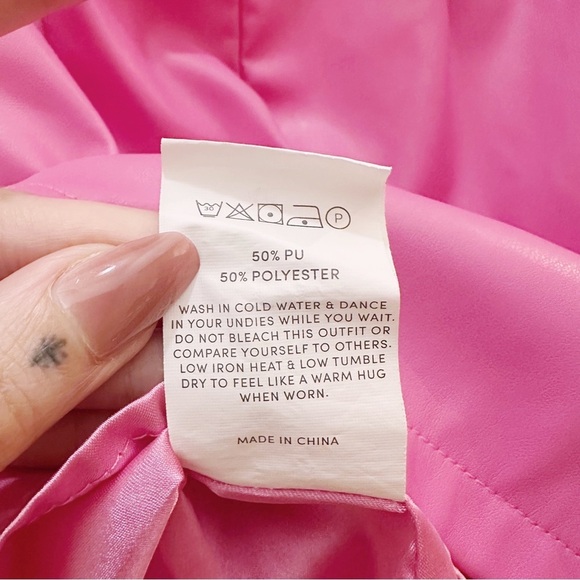 Peppermayo Faux Vegan Leather Pink Strapless Mini Dress Summer Barbiecore - Picture 5 of 7